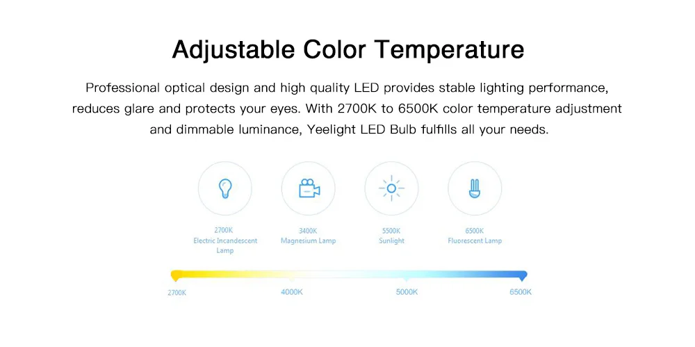 Original Xiaomi Yeelight Smart LED Bulb 10W E26 E27 800 Lumens Colorful Adjustable Color Temperature WiFi Remoter Control | Электроника