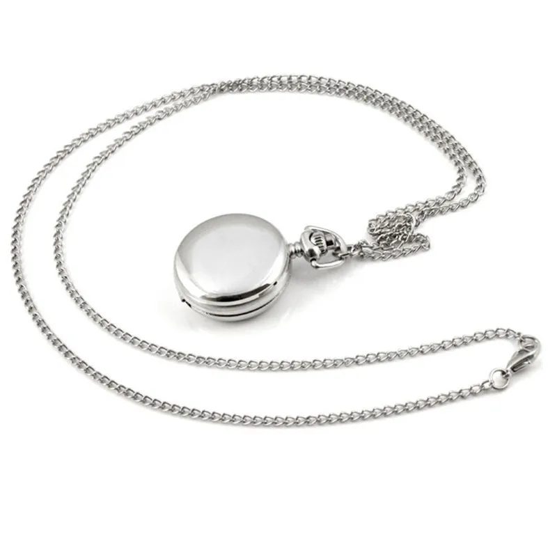 TIEDAN White Face Skull Purple Flower Silver Antique Quartz Pocket Watch with Necklace Retro Enemal Fob for Unisex Gifts | Наручные часы