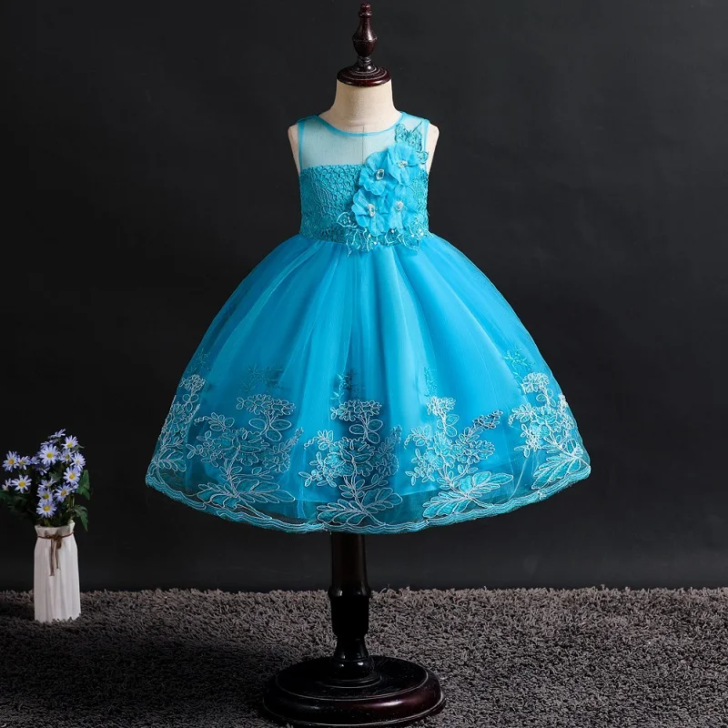 Платье принцессы с цветами для девочек летнее платье-пачка свадьбы дня рождения