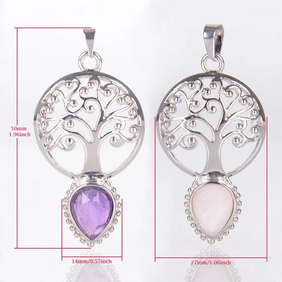 Ожерелье с подвеской в виде капли воды из натурального камня розовые Кварцевые