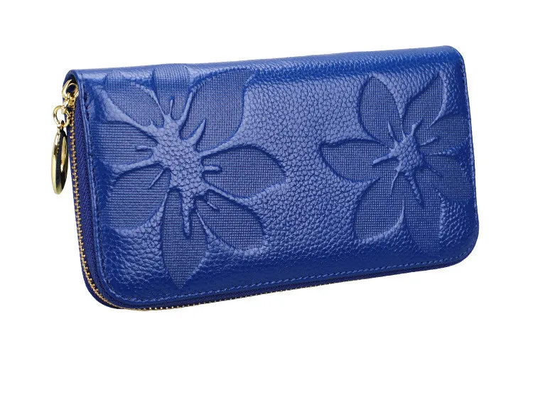 

Women fashion leather cow skin soft long purse zip wallet card holder