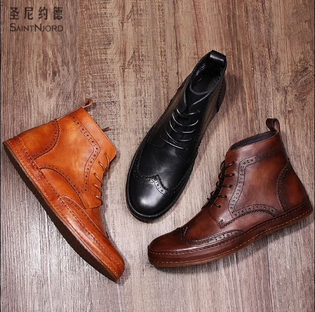 Обувь в британском стиле ретро мужские ботинки повседневная обувь с высоким