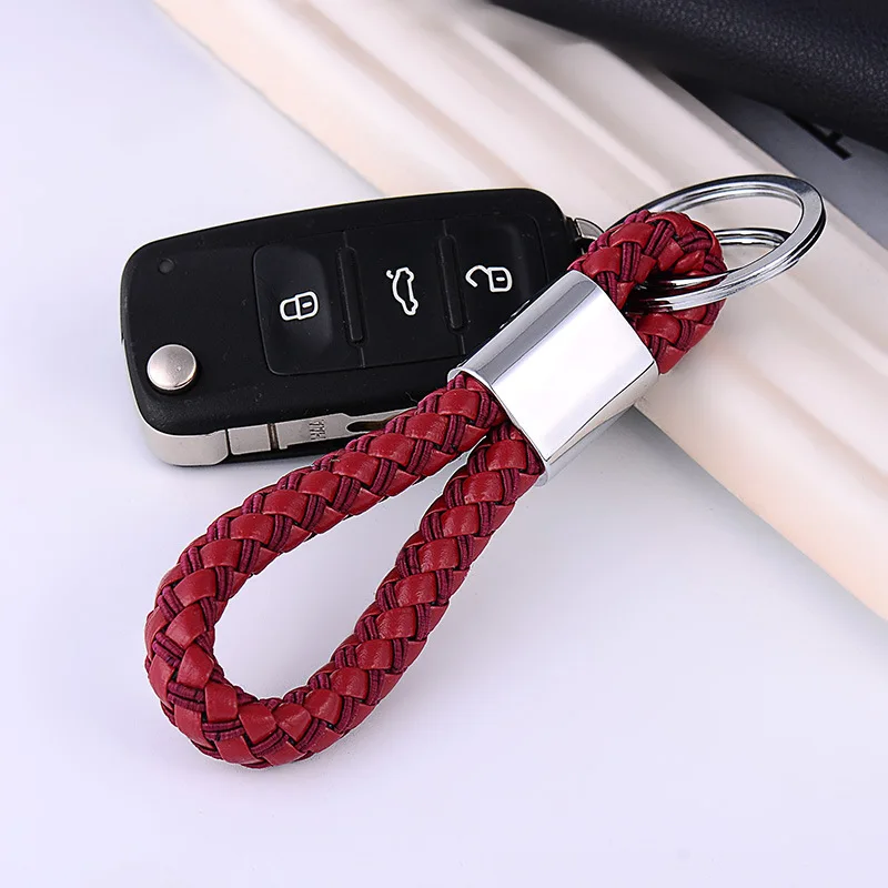 New Woven Leather Key Chain with 2 Rings Men Women business Keychain Party Gift Jewelry Keychian K3080 | Украшения и аксессуары