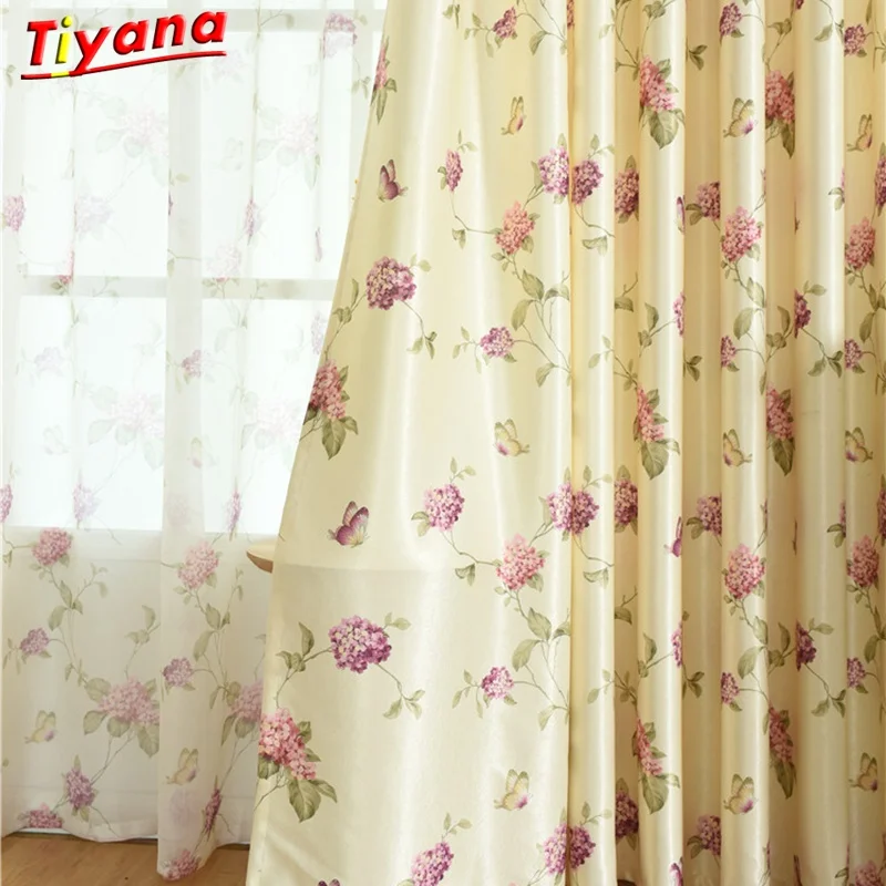 Шторы с цветочным принтом для гостиной пасторальные цветы желтые тканевые шторы