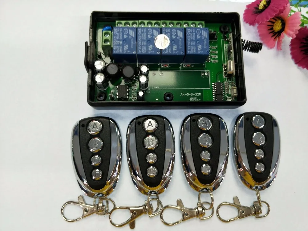 Новый AC85v ~ 250VNew AC85v ~ 250V 110V 220V 230V 4CH RF беспроводной пульт дистанционного управления реле системы безопасности Гаражные Двери, электрические