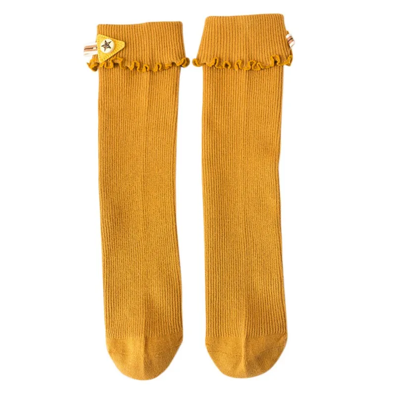

Children's socks wooden ear cotton comfortable solid color girl socks long socks for 1-8T