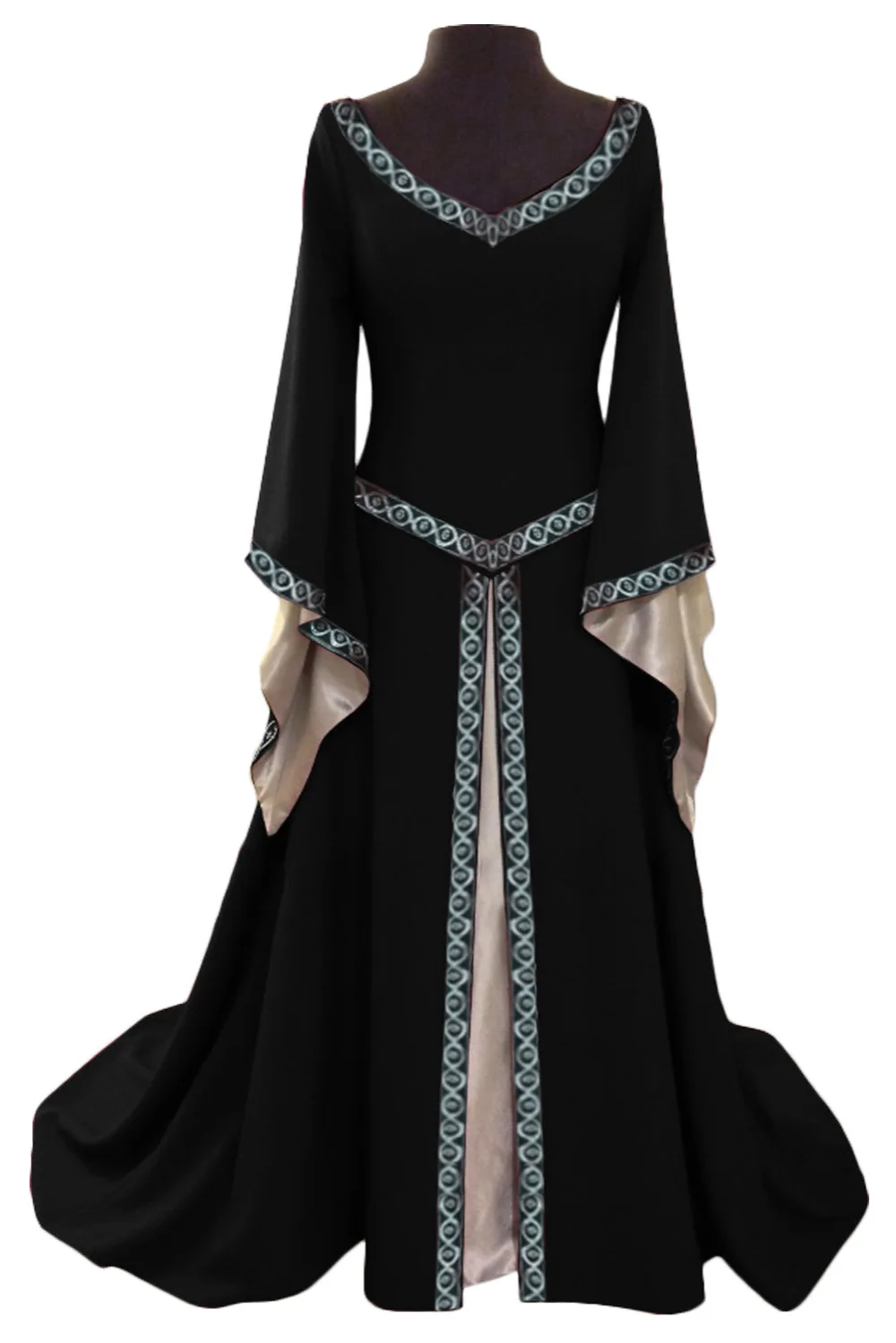 Платье с v-образным вырезом и длинными рукавами рукав-труба средневековое платье
