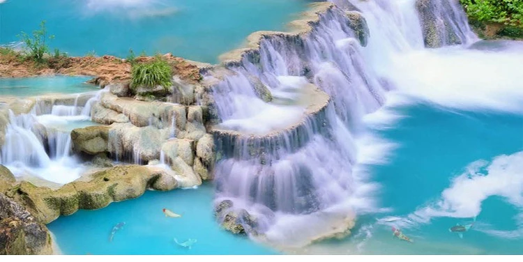 Водопад проточной воды 3D Пол фрески гостиной напольный для ванной и спальни украшения живопись ПВХ самоклеющиеся Настенные обои