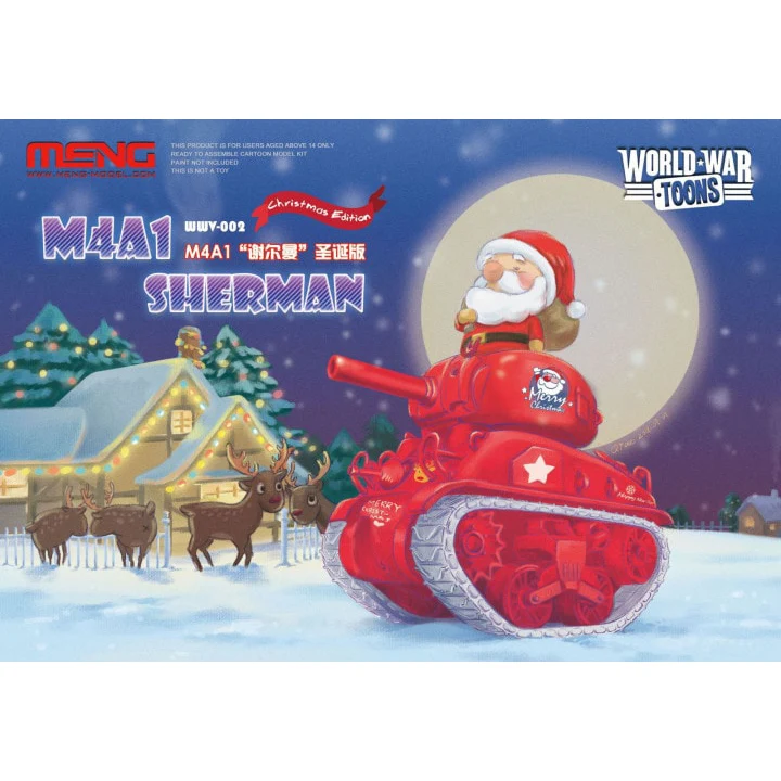 Q версия MENG WWV-002 World War Toons M4A1 Sherman Рождественская (без клея) модель хобби | Игрушки и