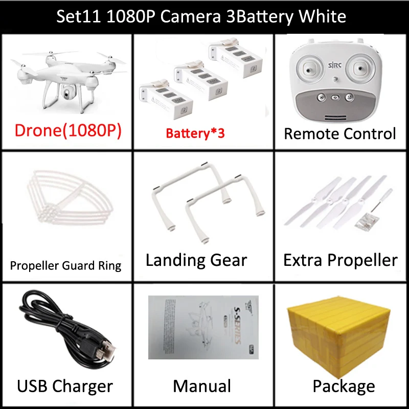 Set2 1080P 3B White S70W gps Дрон с 1080 P/720 P HD камера Регулируемая широкоугольная камера Дрон следуй за мной режим возврата домой RC Квадрокоптер дроны - Цвет: Set2 1080P 3B White