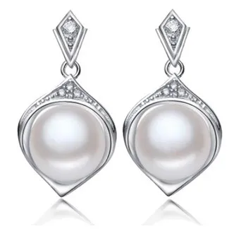 

Women Gift word 925 Sterling real 925 Freshwater Pearl Earrings in 3 colors