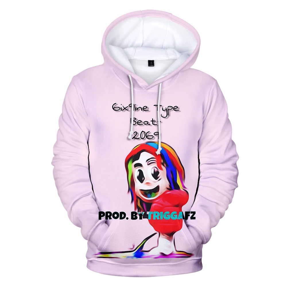 Худи Rapper 6IX9INE 3D для мужчин и женщин свитшот Повседневный Белый пуловер мальчиков