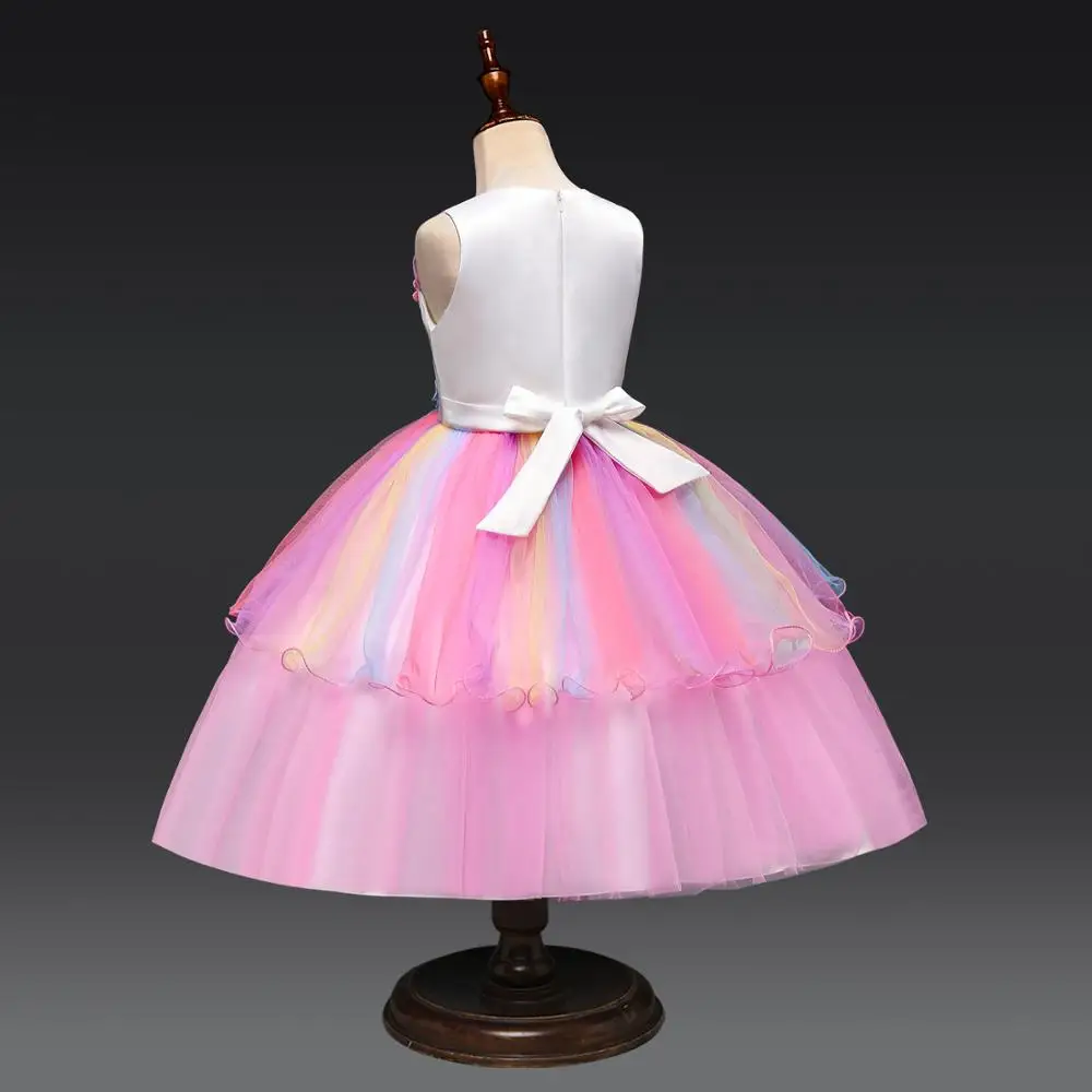 Платье для девочек в виде единорога цветов пушистые детские костюмы принцессы