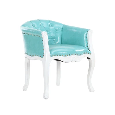 blue leather Европейский стиль стул для учебы американский кантри Ретро стиль твердой древесины простой обеденной стул кресло для отдыха - Цвет: blue leather