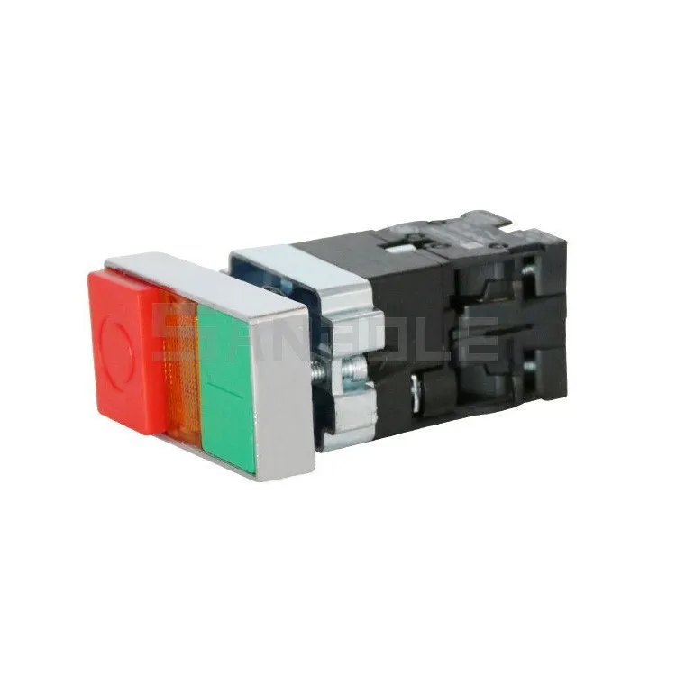 Кнопочный переключатель 22 мм с красно зеленой двухклавишной лампой пластиковой
