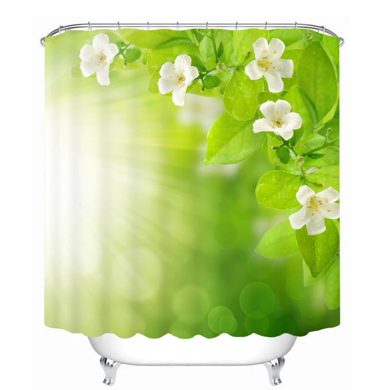 

MYRU 3D Print Waterproof Flowers Shower Curtains Bath Products Bathroom Decor with Hooks