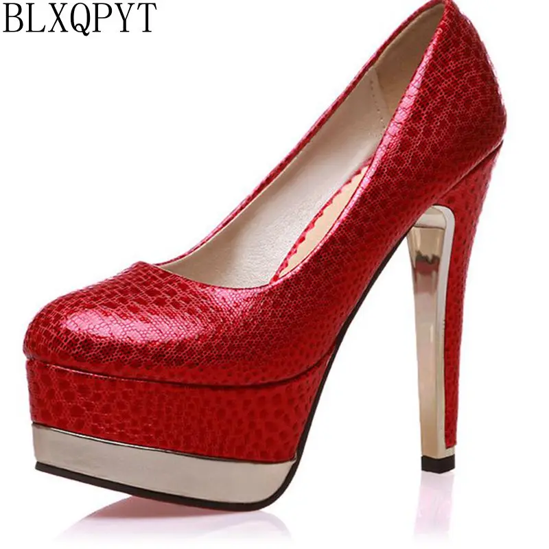 

BLXQPYT большой размер 33-46 модные туфли на платформе пикантные туфли на высоком каблуке туфли на платформе с круглым носком женская свадебная о...
