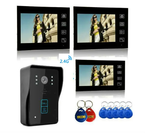 YobangSecurity 2 4G 7 &quotTFT LCD беспроводной видео дверной звонок телефон домофон 1 камера 3