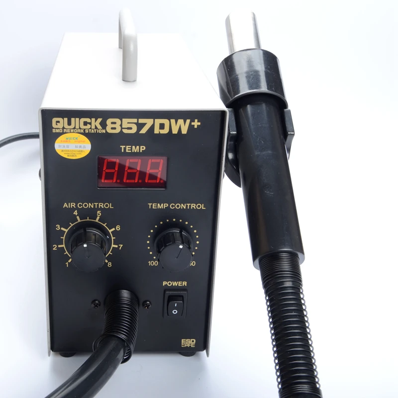 QUICK 857DW ЕС 220 В паяльная станция Регулируемая Термовоздушная пушка с винтовым