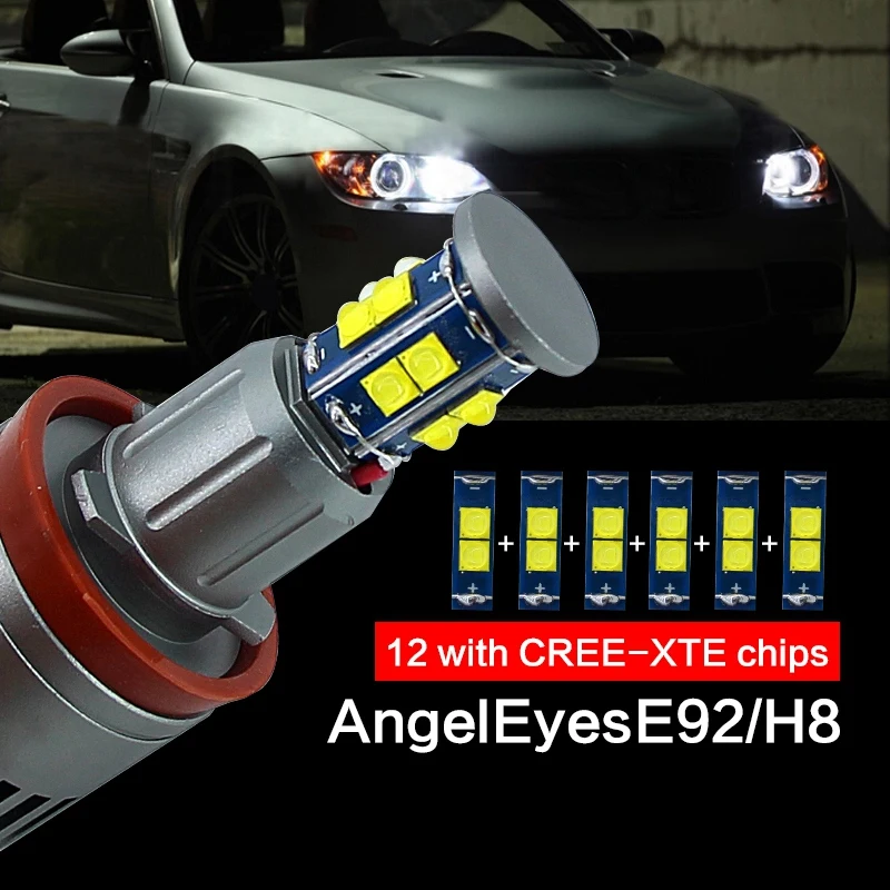2 шт. автомобиль 2x120 Вт 240 H8 6000 К Led Ангел глаз лампа головного света Лампа для Bmw X5 E70
