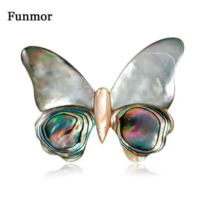 Брошь Funmor в виде бабочки из натуральной ракушки насекомые для женщин и мужчин