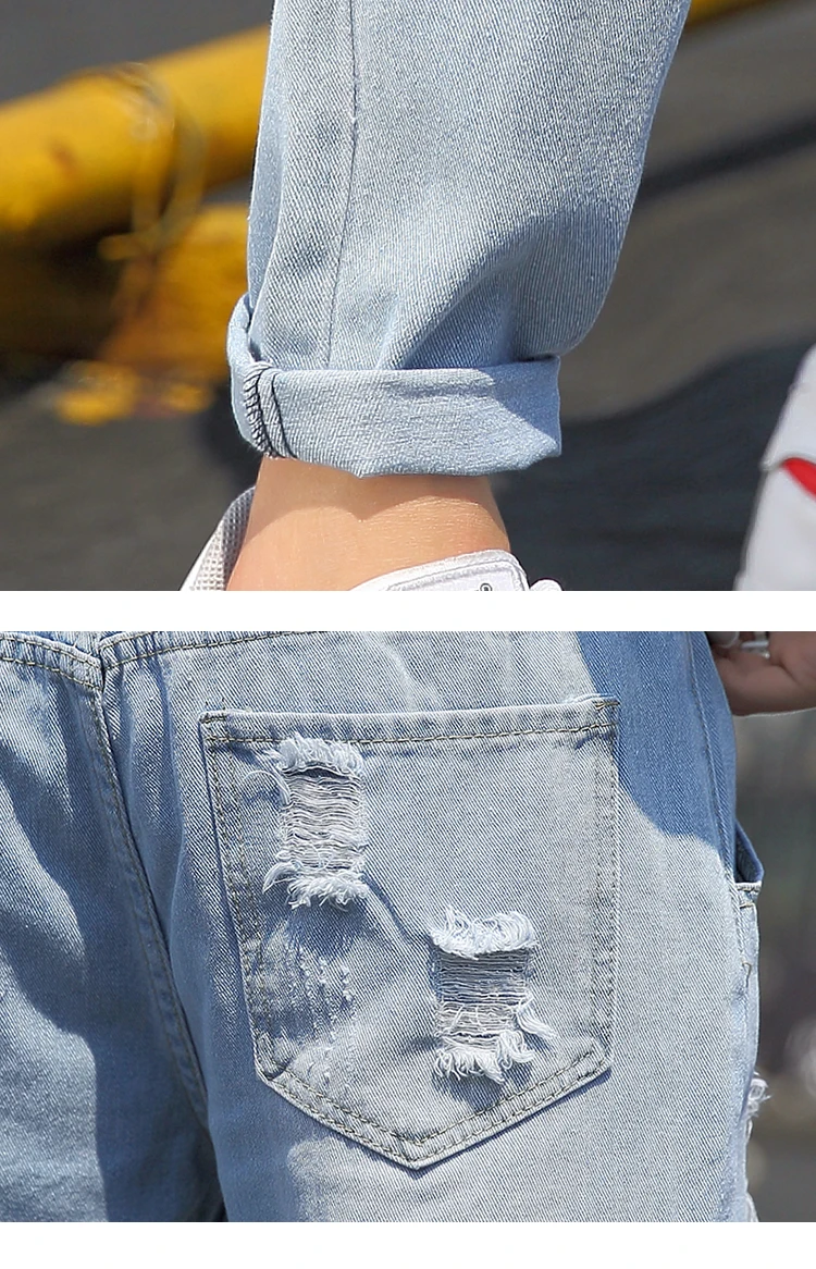 Summer Jeans Men Fashion Streetwear Ripped Jeans For Men Plus Size Light Blue Men Jeans Pants Casual Trousers Male 5XL-M