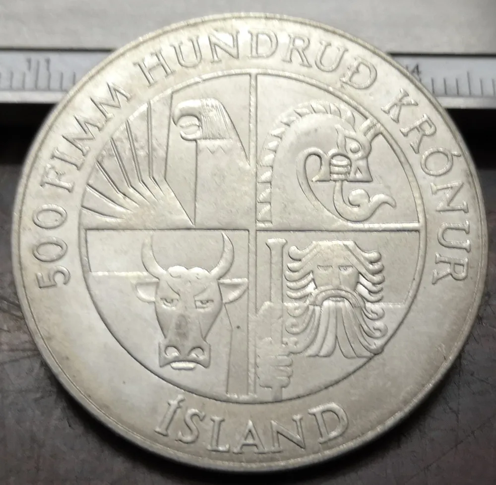 

1974 Iceland 500 Kronur 1st Settlement Silver Plated Copy Coin