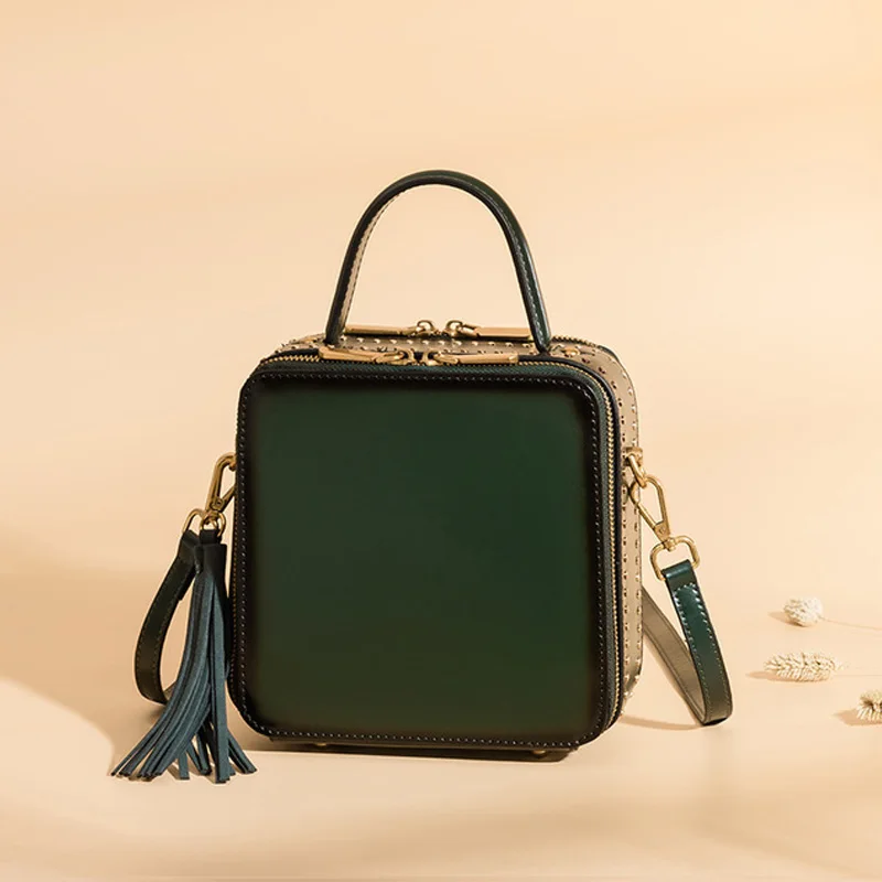 Bokinslon Small Square Bags Woman Vintage PU Leather Fashion Handbags Female Popular Solid Color Ladies Crossbody New | Багаж и сумки