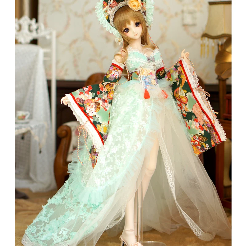 Красное/зеленое улучшенное кимоно 1/3 SD DDL DDM BJD кукольная одежда