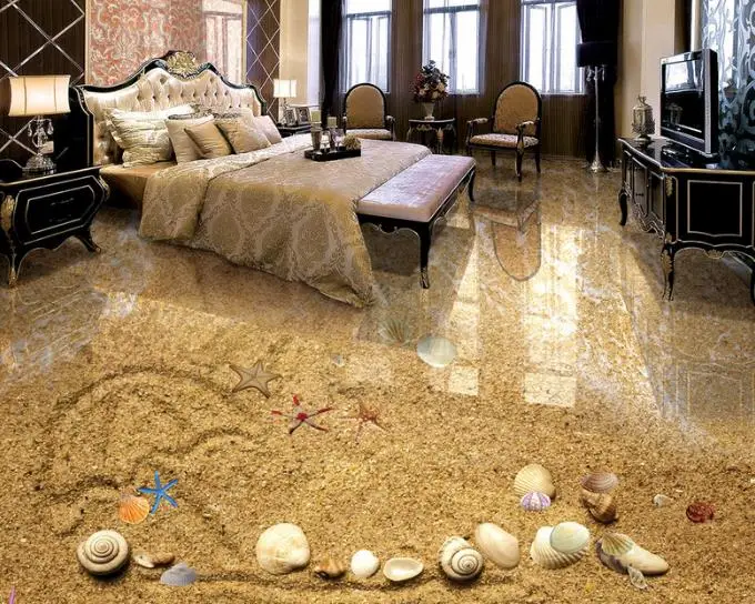 3D пол живопись обои для стен 3 D настроить фото пляж домашний декор|painting wallpaper|3d floor