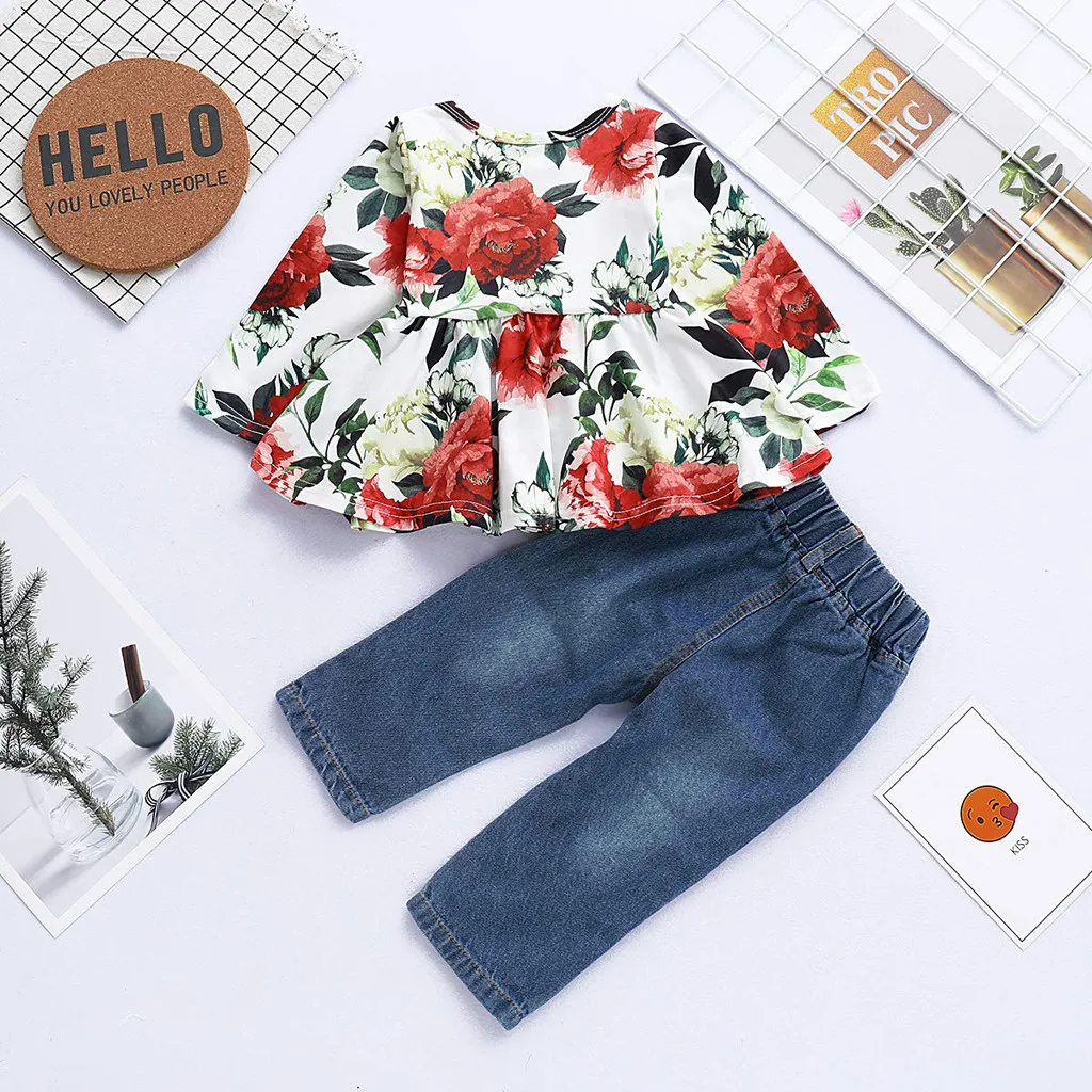 Новинка 2019 модное платье с цветочным принтом для маленьких девочек топ оборками +