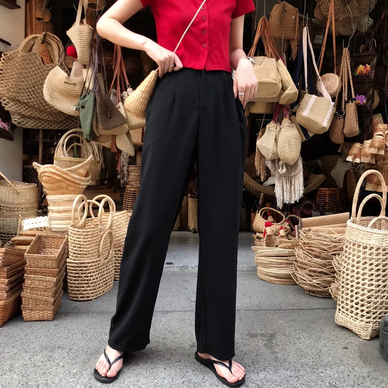 Летнее платье для девочек чистый цвет отдыха брюки прямые Для женщин | Женская