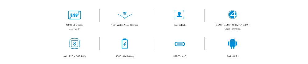 Doogee Mix 2, 6 ГБ ОЗУ, 128 Гб ПЗУ, смартфон, 5,99 дюймов, FHD Безель, Восьмиядерный, 4 камеры, 16 Мп+ 13 МП, Android 7,1, мобильный телефон с функцией распознавания лица