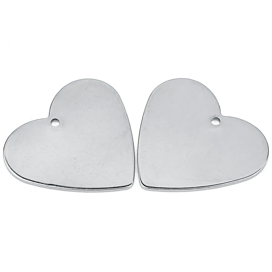 heart pendant SAUVOO 10 шт Подвески в форме сердца из нержавеющей стали 24,5*27 мм Отверстие 1,5 мм подходит для ожерелья и браслета бирка с буквами и именем ювелирные изделия - Окраска металла: heart pendant