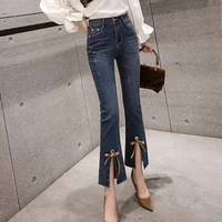 womens jeans 2021 spring summer high waist jeans womens boot cut pants denim trousers slim elasticity jean ankle length pant