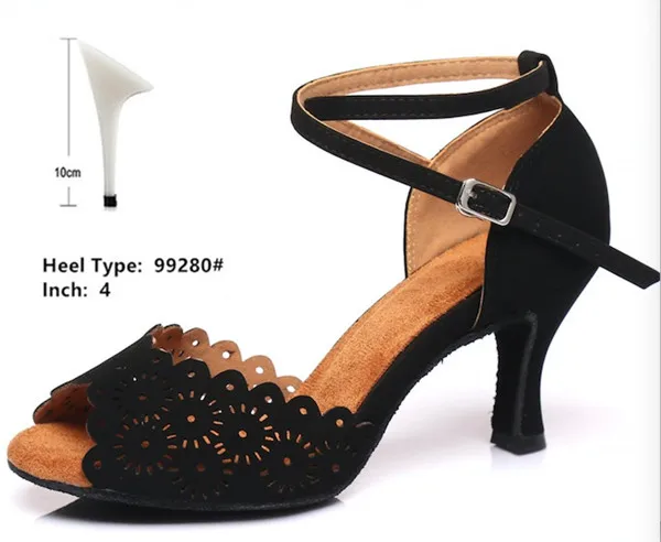 black 10cm heel Ljtail/черные атласные туфли для латинских танцев; женская классическая обувь для бальных танцев; обувь для сальсы; вечерние сандалии; обувь на среднем каблуке 7,5 см туфли бальные женская летняя обувь для танца - Цвет: black 10cm heel