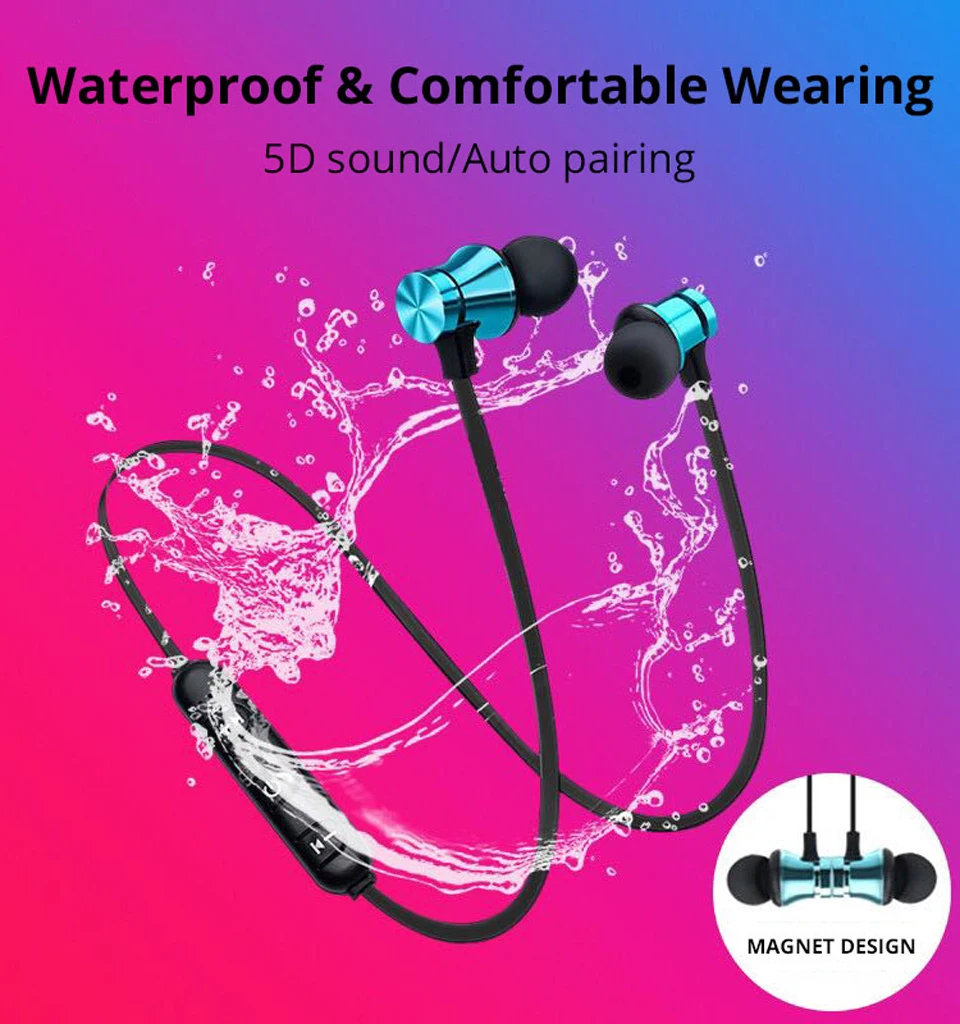 Беспроводные наушники, bluetooth-гарнитура, магнитные наушники, водонепроницаемые спортивные наушники с микрофоном для iPhone, sony, Xiaomi, Meizu, игровая гарнитура