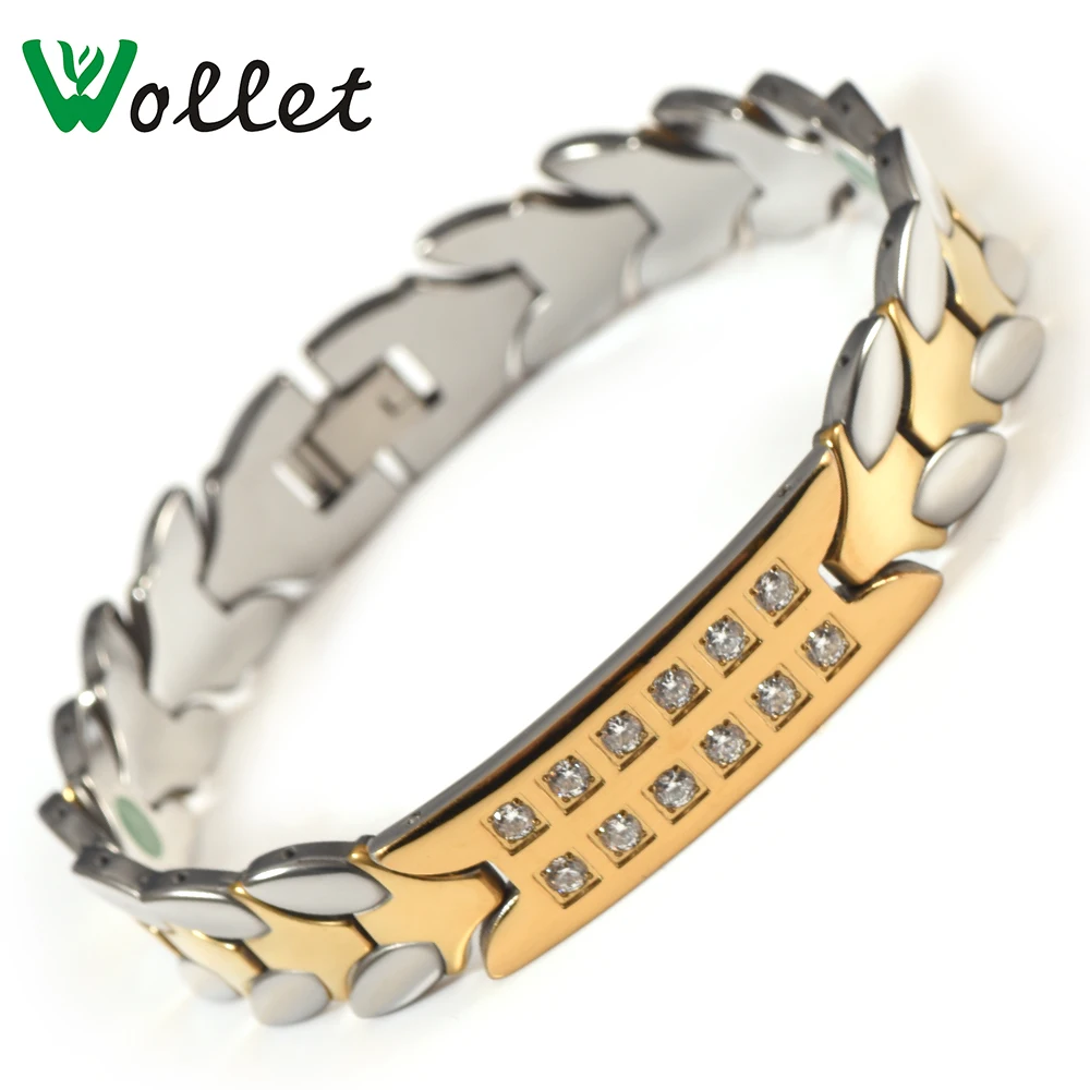 

Wollet Jewelry Bio Magnetic Tungsten Bracelet Bangle for Men 5 In 1 Health Energy Negative Ion Infrared Germanium Tourmaline