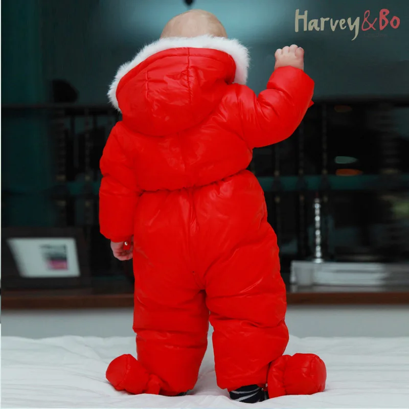 Цельнокроеное пуховое пальто для малышей комбинезоны детский зимний комбинезон
