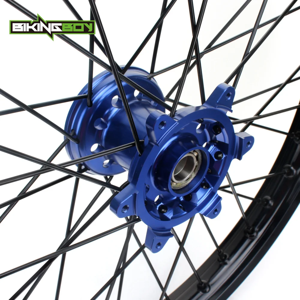 BIKINGBOY 21 &quotX 1 6&quot Supermoto MX переднее колесо синяя втулка Rim 36 спиц для Yamaha YZ 250 450 F YZ250F