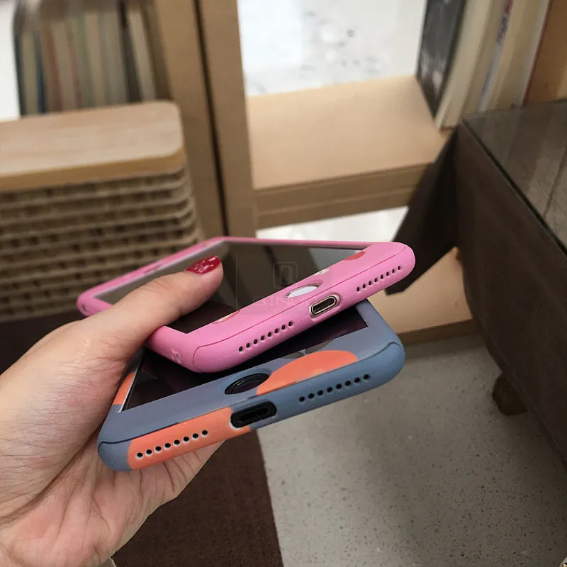 QINUO 360 градусов полный чехол для телефона для iPhone 6 7 8 Plus X XR XS Max фруктовый Узор Жесткий Чехол для iPhone 5 5S SE 6 6S со стеклом