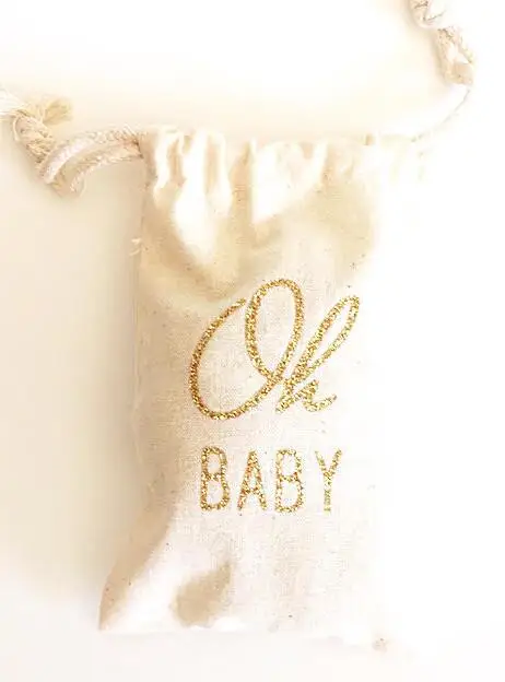 

custom gold Oh Baby wedding Hangover Kit jewelry favor muslin Bags Bachelorette hen bridal shower Champagne Party gift bag