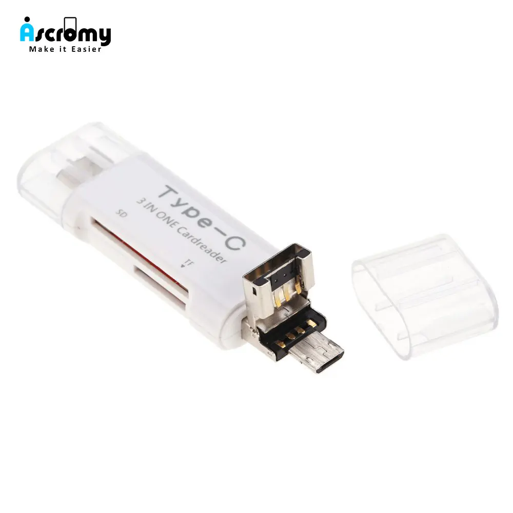 Ascromy 3 в 1 OTG Type C USB Micro кардридер адаптер для нового 2018 Apple iPad Pro 11 12 9 дюймов iPadpro USBC