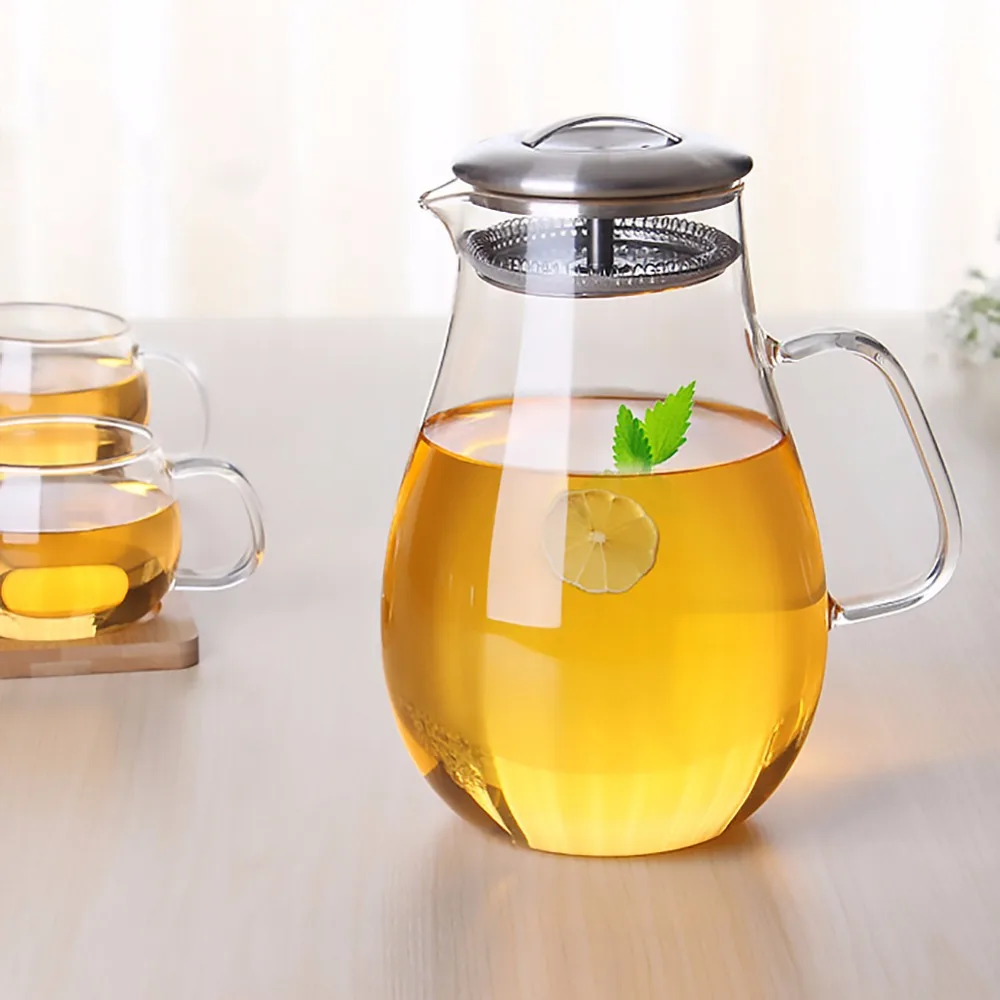 Термостойкий стеклянный чайник с крышкой из нержавеющей стали кувшин для