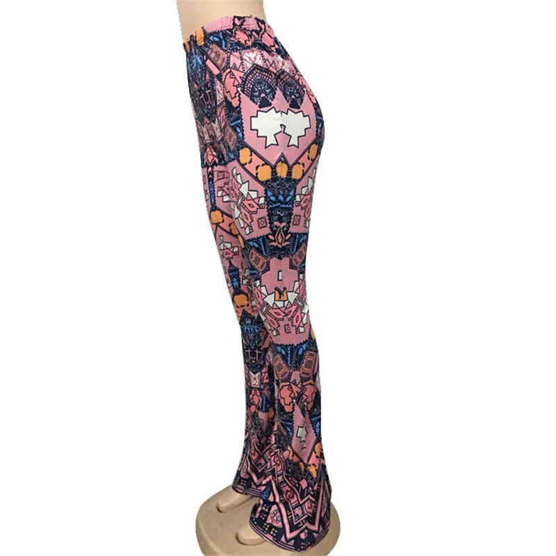 Boho расклешенные брюки женские богемные Модные свободные длинные штаны племенные африканские принты широкие брюки клеш леггинсы хиппи брюки