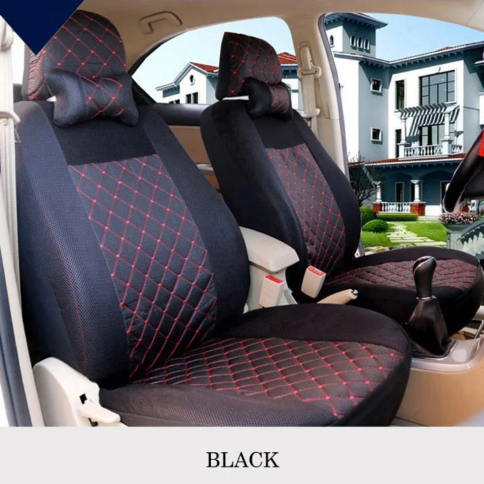 1-set Black Универсальный чехол на автомобильное сиденье, дышащие автомобильные чехлы на пять сидений, защитный коврик для стула, подходит для Kia Rio X Line Ford - Название цвета: 1-set Black