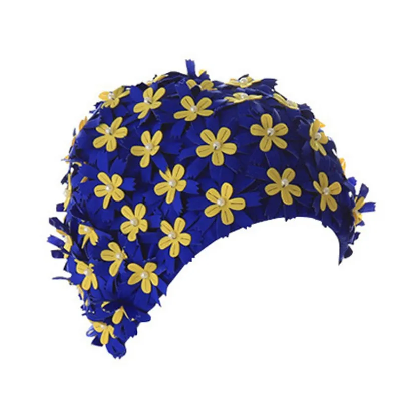 Women Floral Print Pearl Diamond Swimming Cap Surf Hat Sports Swim Pool Shower +Nose Clip Earplugs | Спорт и развлечения