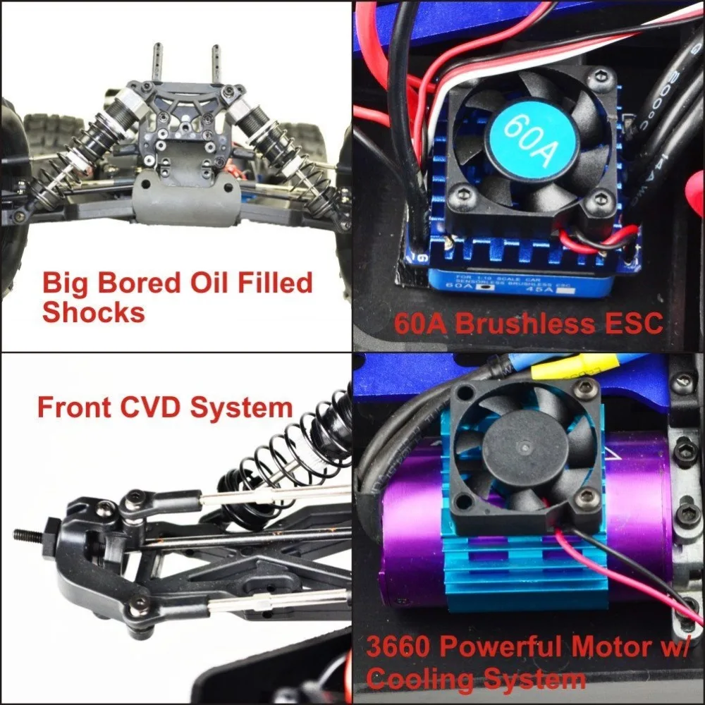 Cobra EBL бесщеточный RTR w/60A ESC/3650 мотор/2,4 ГГц/, 3 диффузора, 6 кг сервопривод, без колесиков, батарея и зарядное устройство не включены(1/8 масштаб