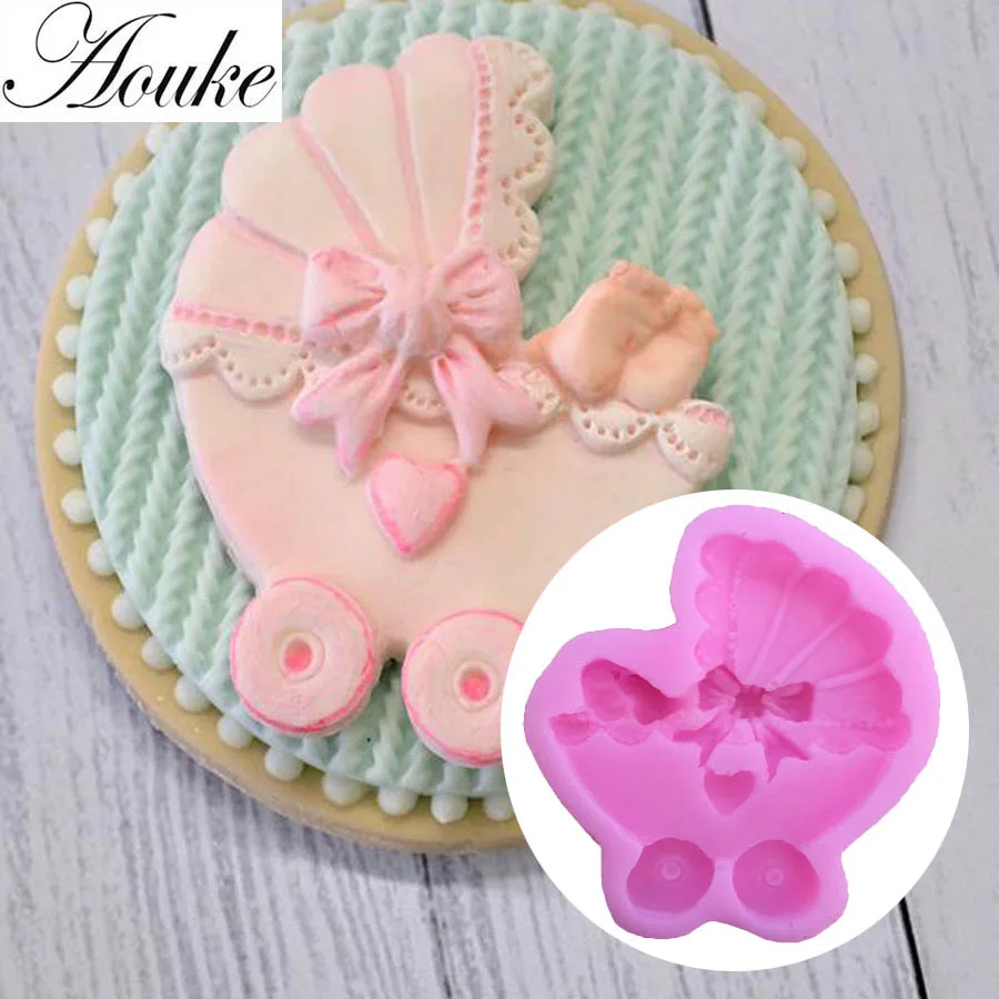 1 шт. пищевой силикон в виде детской коляски для силиконовых форм торта украшения