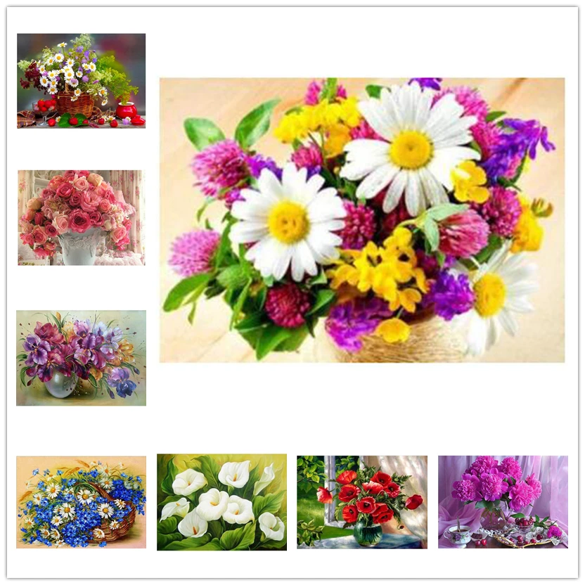 

5D Diamond Painting flower kit Mosaic Full Square Drill Embroidery Round Drill Cross Stitch Decoration home wall picture WG827
